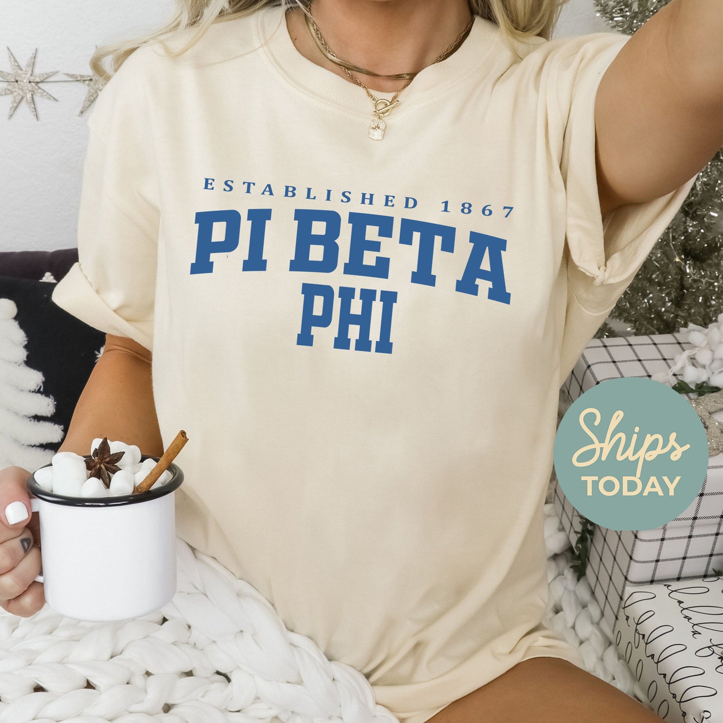 Pi Beta Phi Bold Letters Sorority T-shirt _ 35140g