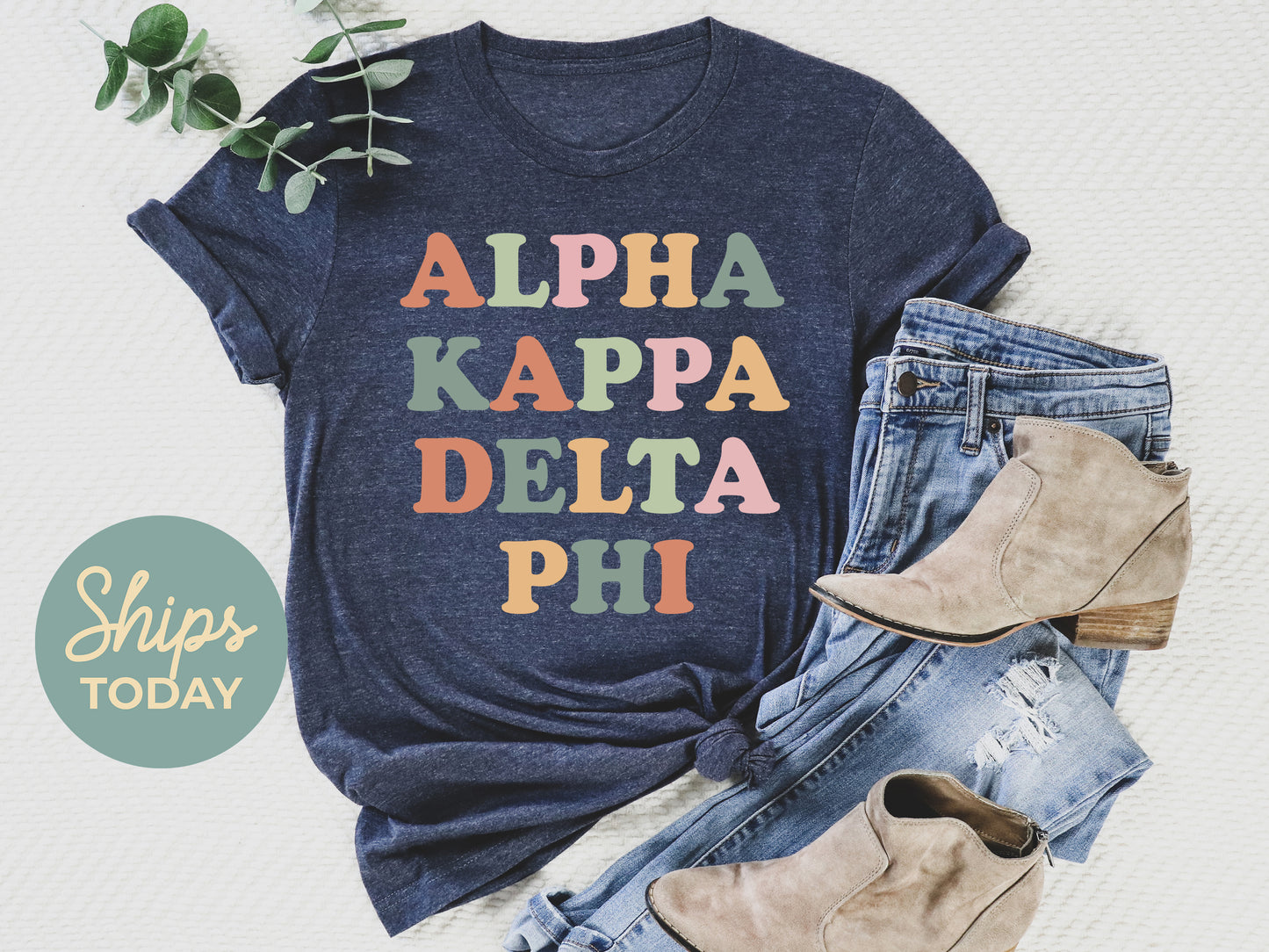 Alpha Kappa Delta Phi Bright and Colorful Sorority T-shirt _ 3467g