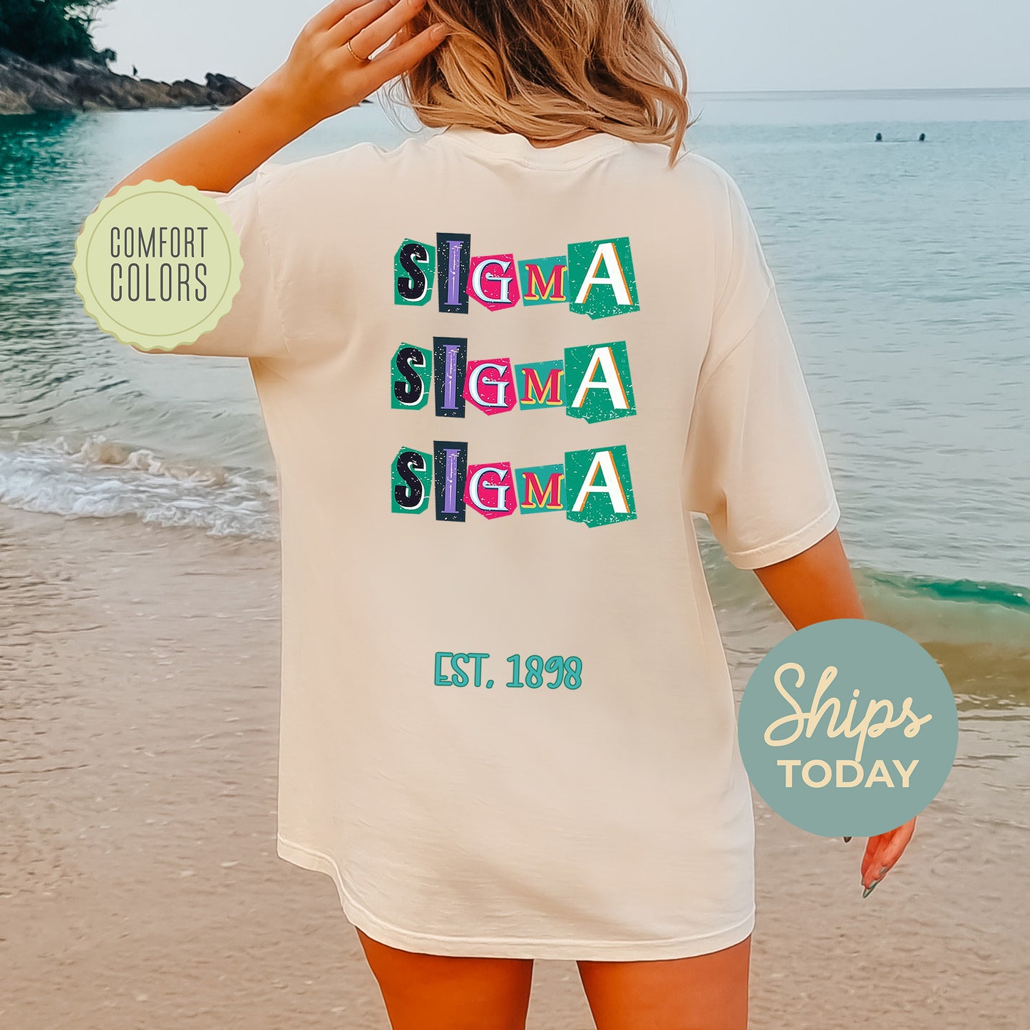 Sigma Sigma Sigma Letter Cuts Comfort Colors Sorority T-shirt _ 35909g