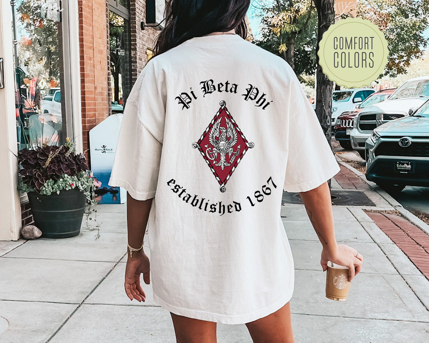 Pi Beta Phi Old English Crest Comfort Colors Sorority T-shirt _ 32940g