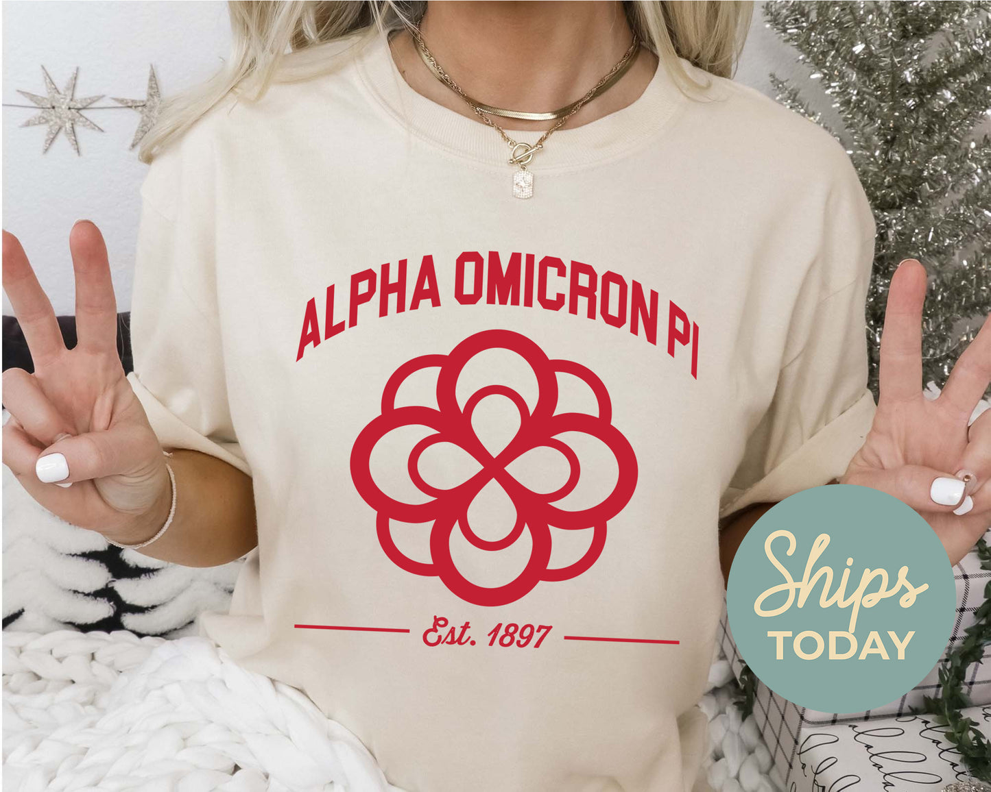 Alpha Omicron Pi Loyalty Crest Sorority T-shirt _ 4424g