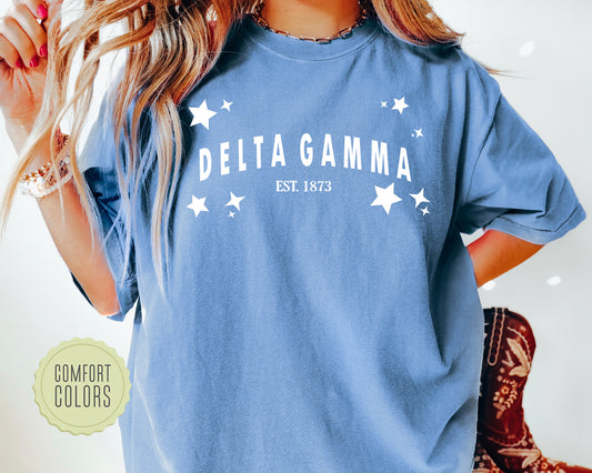 Delta Gamma Arched Star Comfort Colors Sorority T-shirt _ 2275g