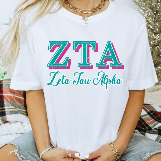 Zeta Tau Alpha Greek Colors Sorority T-shirt _ 36094g