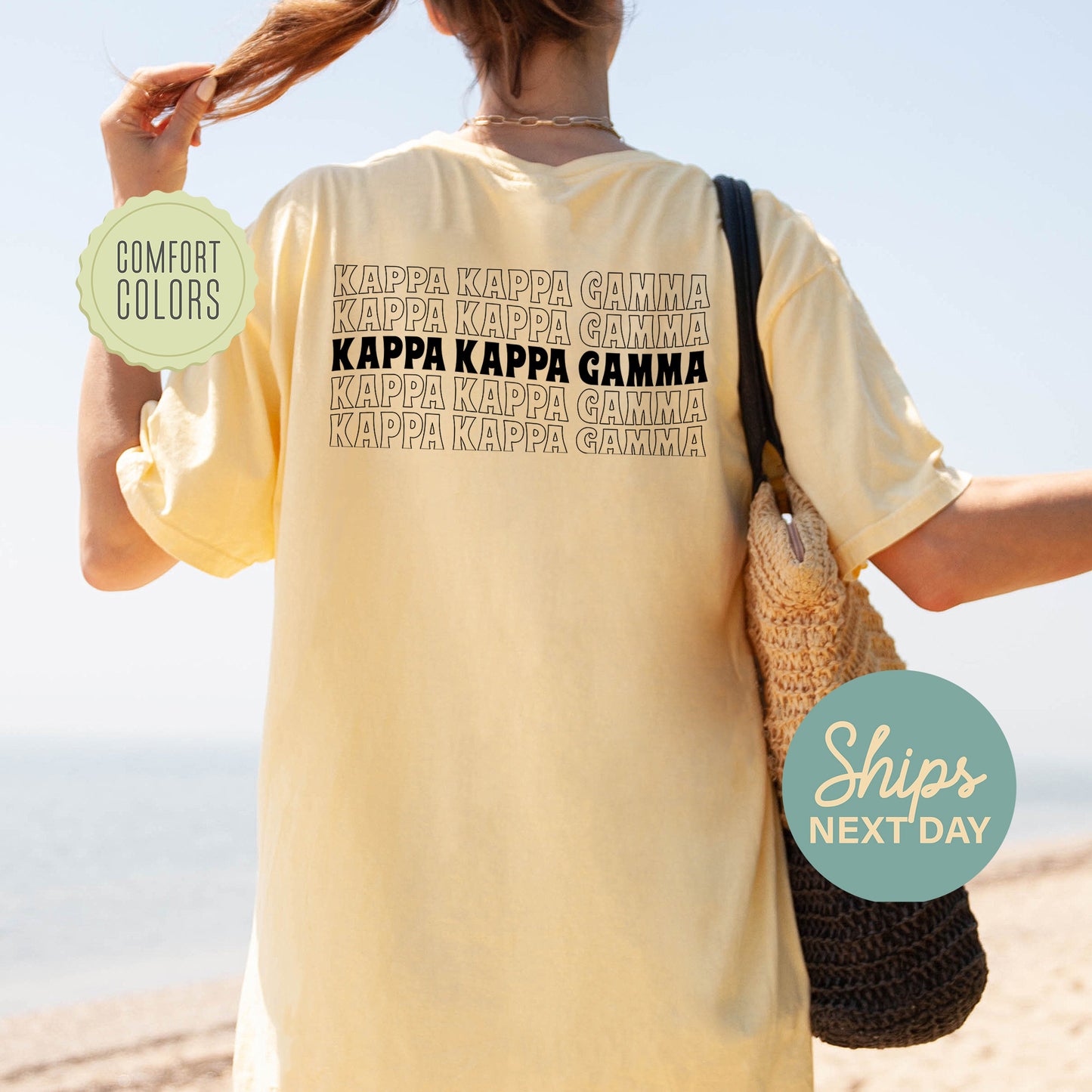 Kappa Kappa Gamma Wavy Letters Comfort Colors Sorority T-shirt _ 33415g