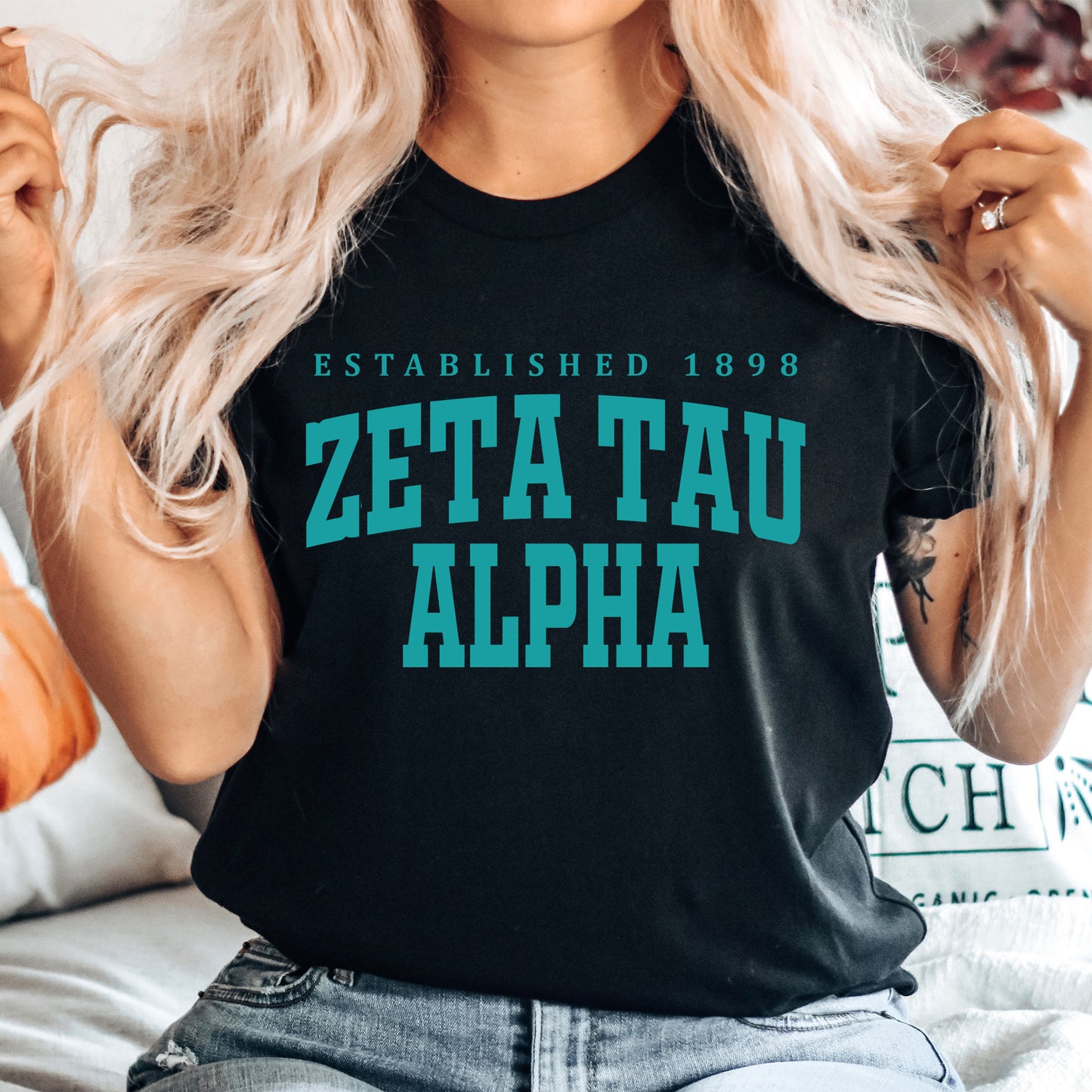 Zeta Tau Alpha Bold Letters Sorority T-shirt _ 35145g