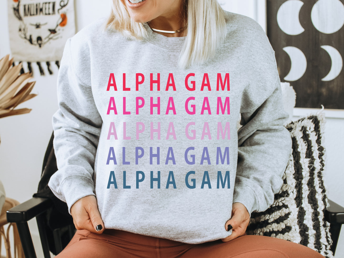 Alpha Gamma Delta Bright and Stacked Sorority Sweatshirt _ 3g