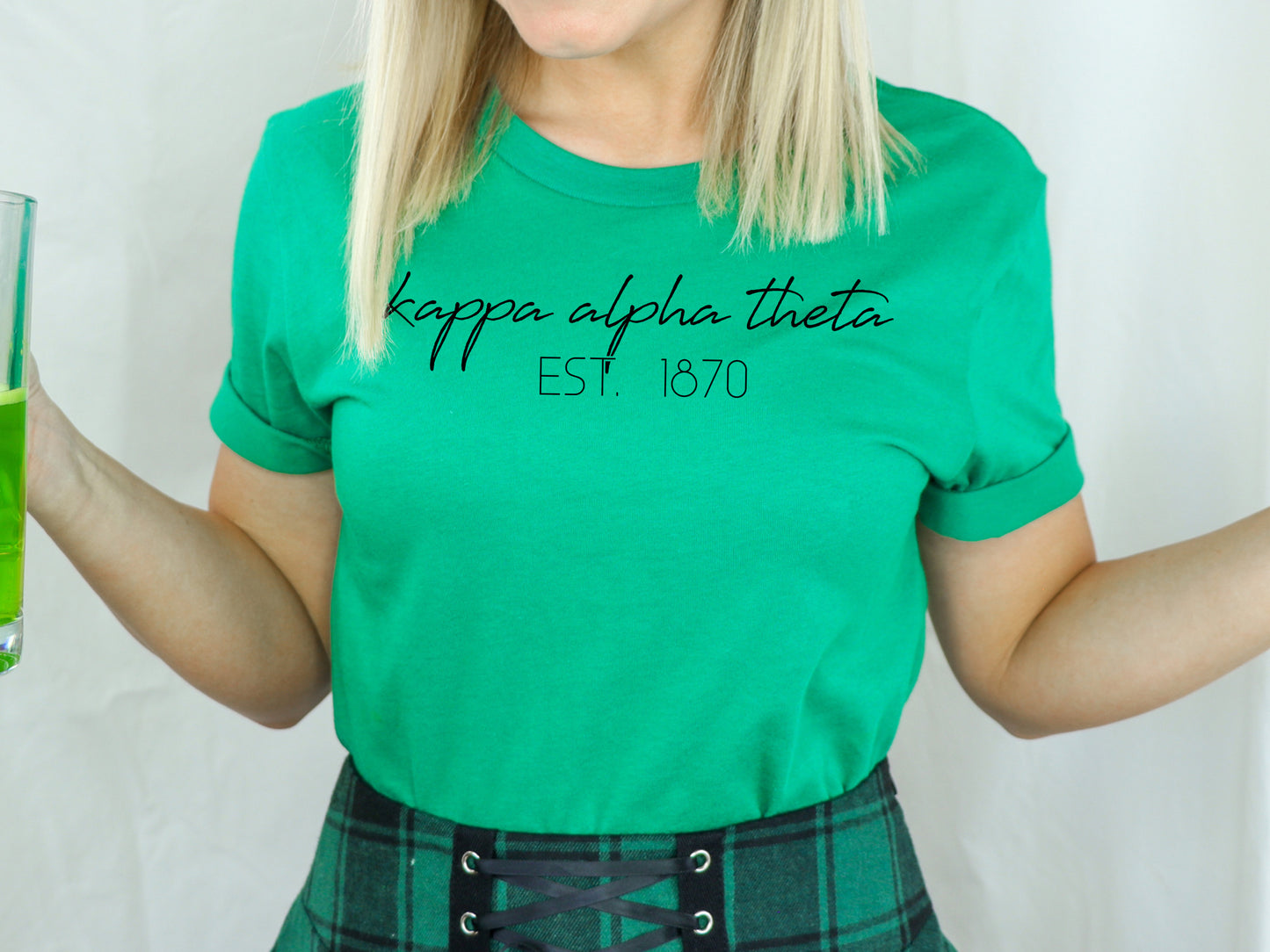Kappa Alpha Theta Black Calligraphy Sorority T-shirt _ 2332g
