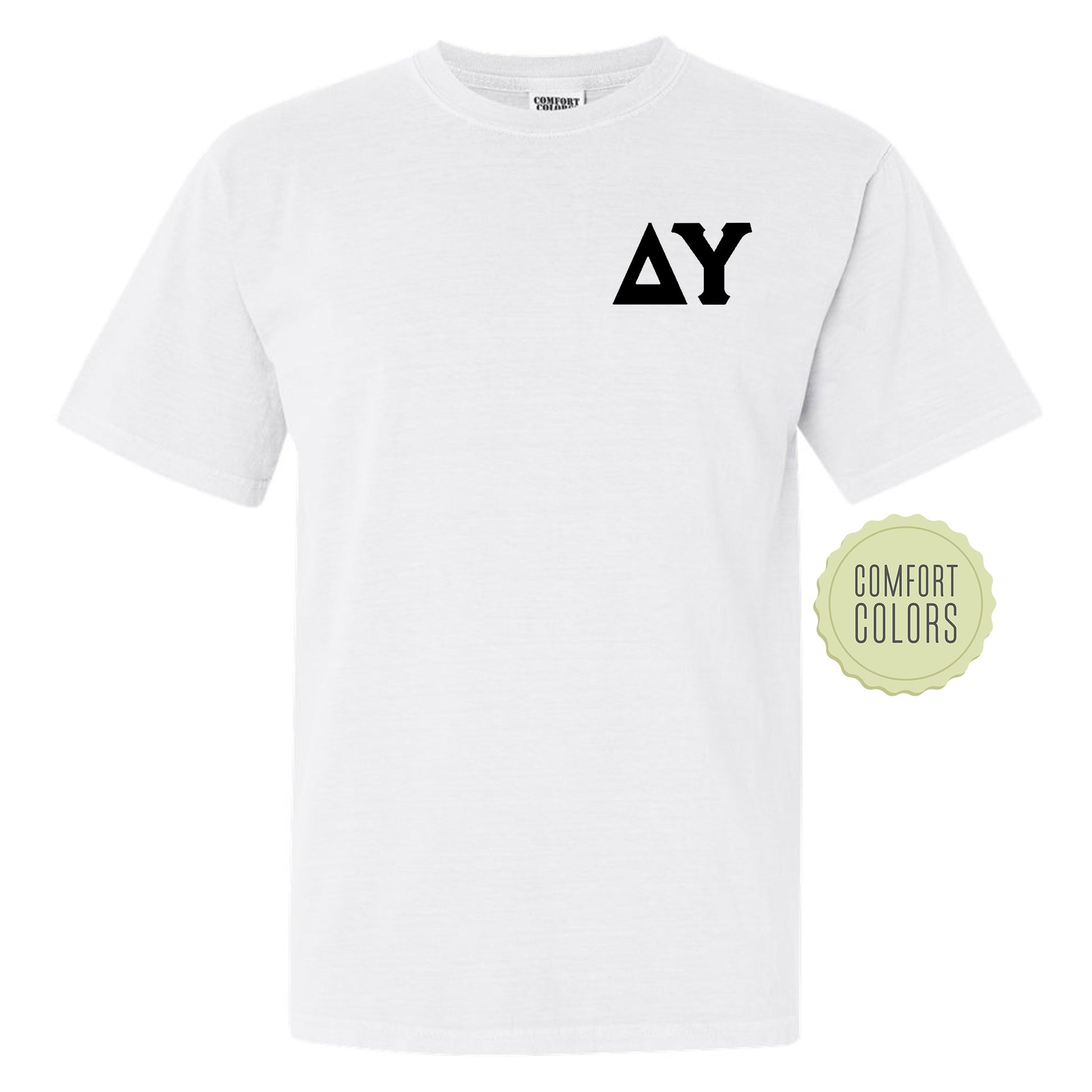 a white t - shirt with the word ay printed on it