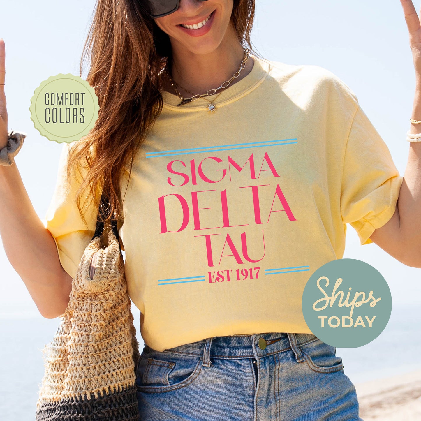Sigma Delta Tau Greek Harmony Comfort Colors Sorority T-shirt _ 34985g