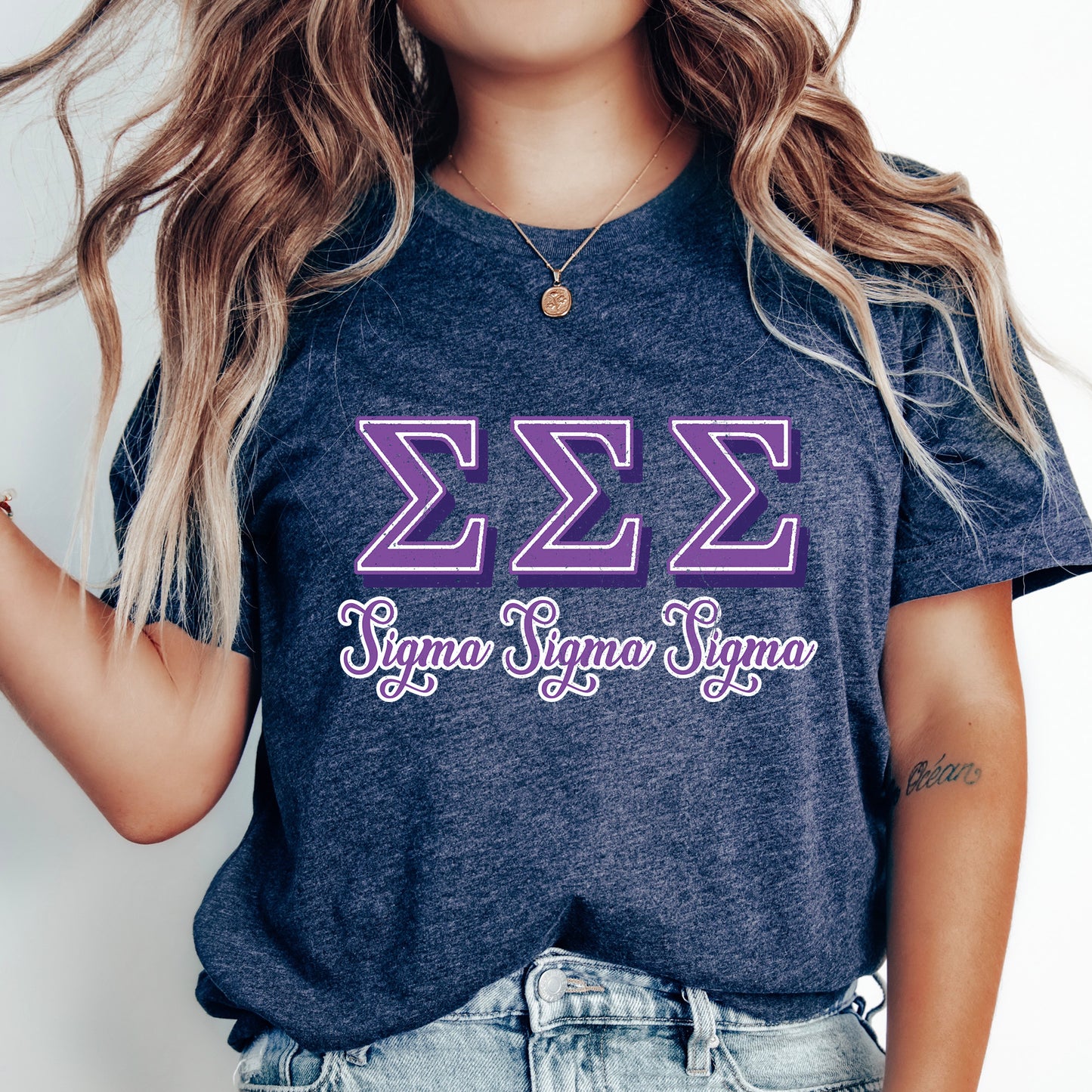 Sigma Sigma Sigma Greek Colors Sorority T-shirt _ 36092g