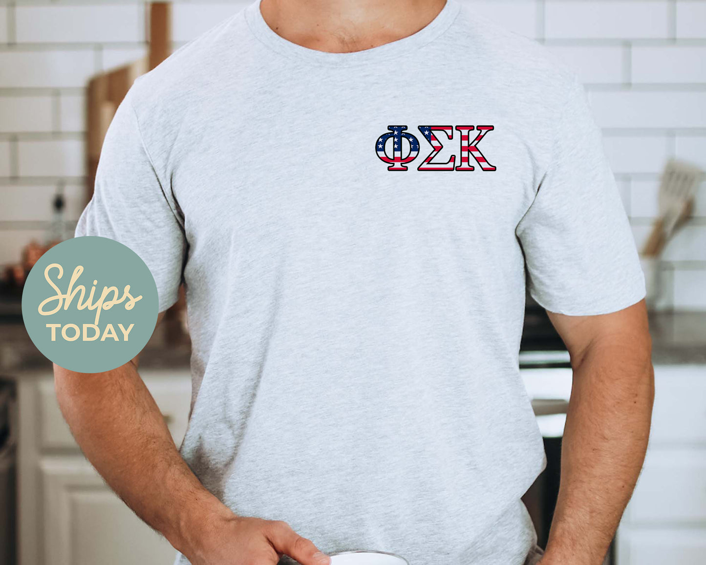 Phi Sigma Kappa USA Flag Letters Fraternity T-shirt _ 33440g