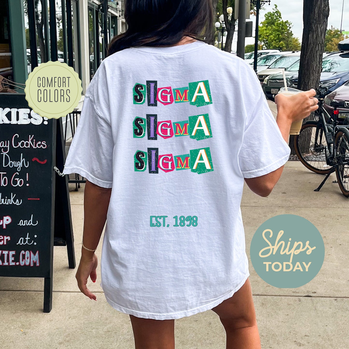 Sigma Sigma Sigma Letter Cuts Comfort Colors Sorority T-shirt _ 35909g