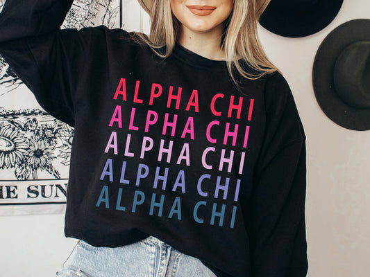 Alpha Chi Omega Bright and Stacked Sorority Sweatshirt _ 1g