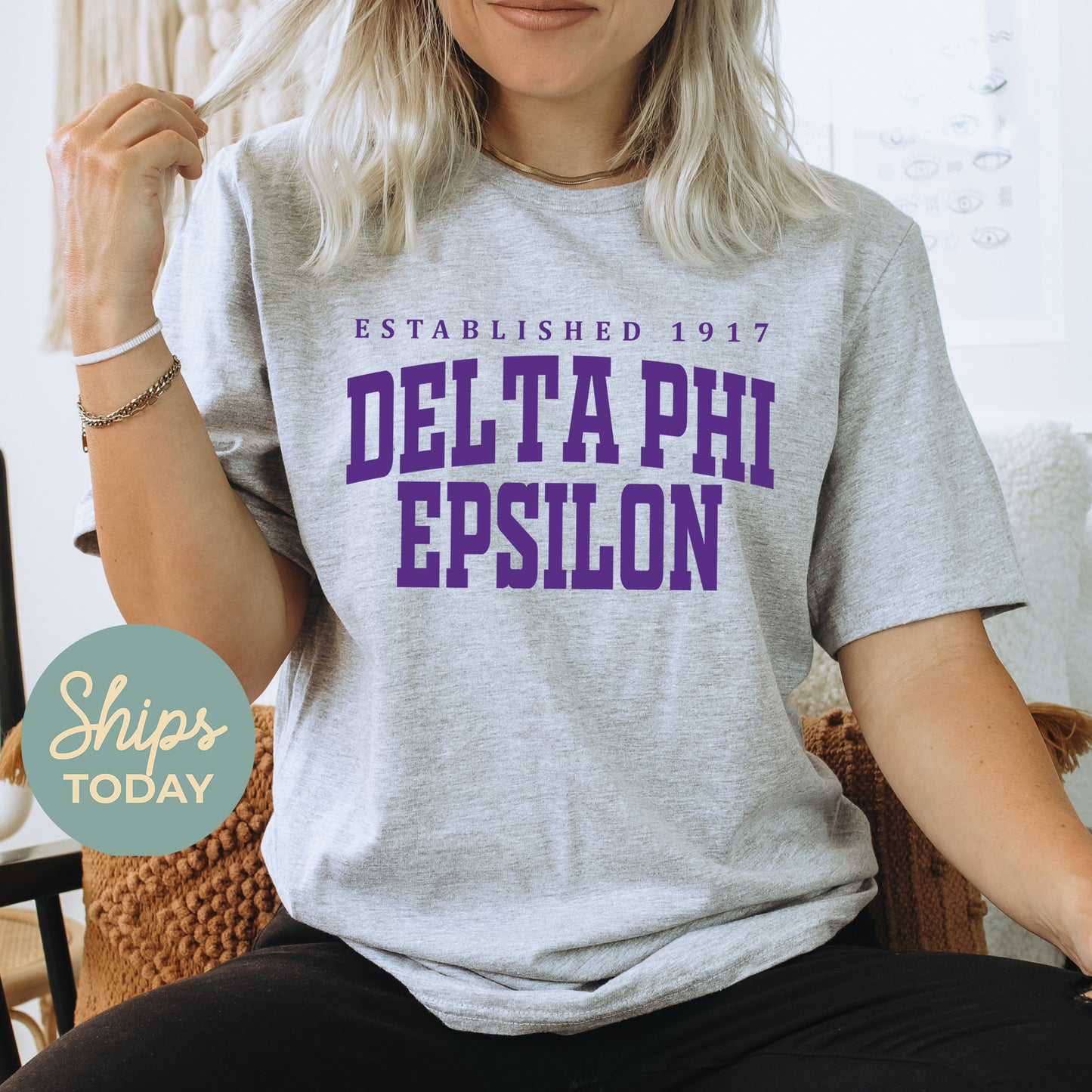 Delta Phi Epsilon Bold Letters Sorority T-shirt  _ 35132g