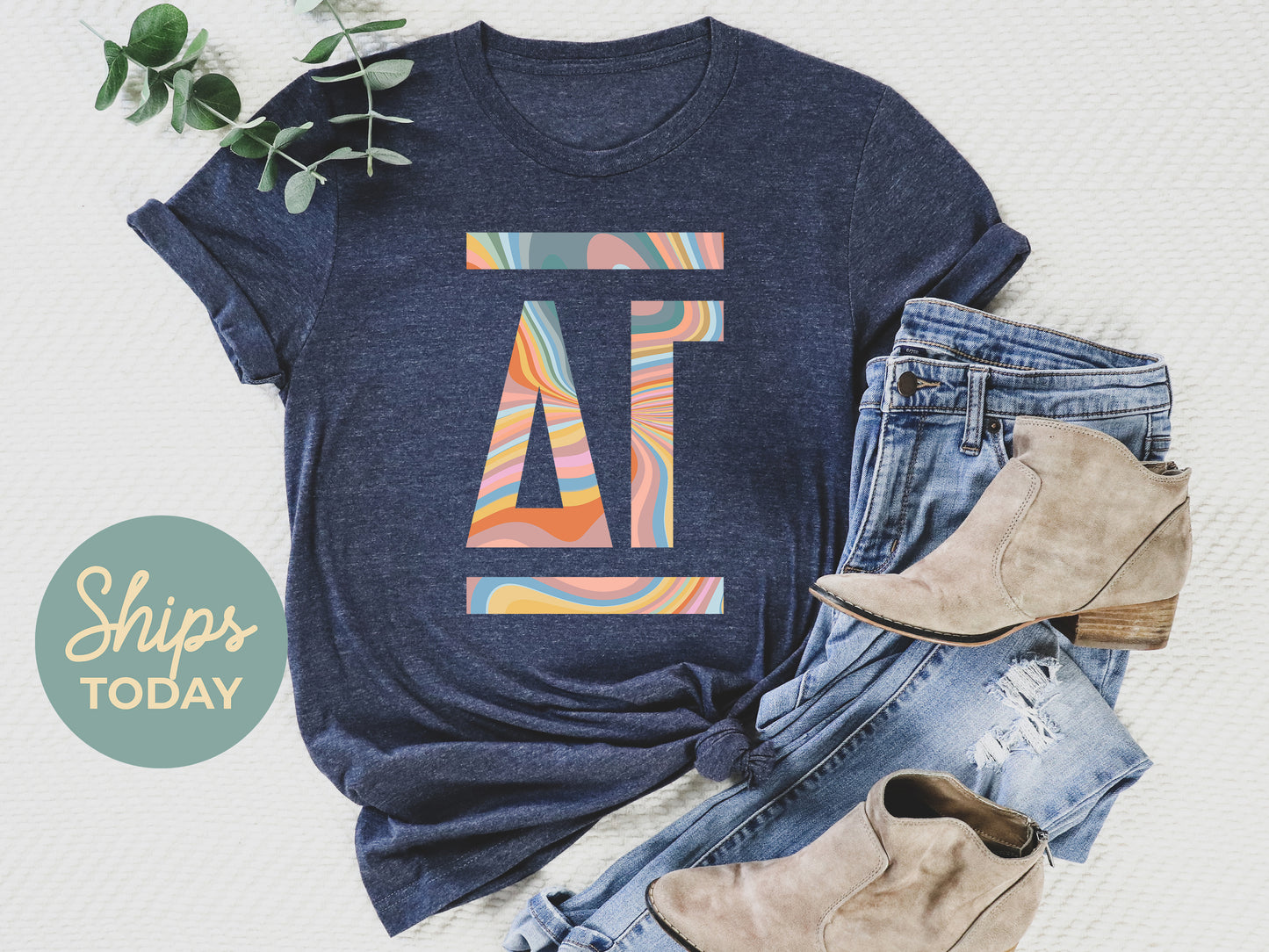 Delta Gamma Multicolor Letters Sorority T-shirt _ 30472g