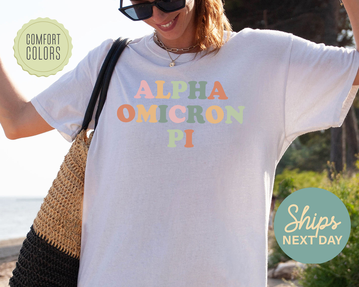 Alpha Omicron Pi Bright and Proud Comfort Colors Sorority T-shirt _ 418g