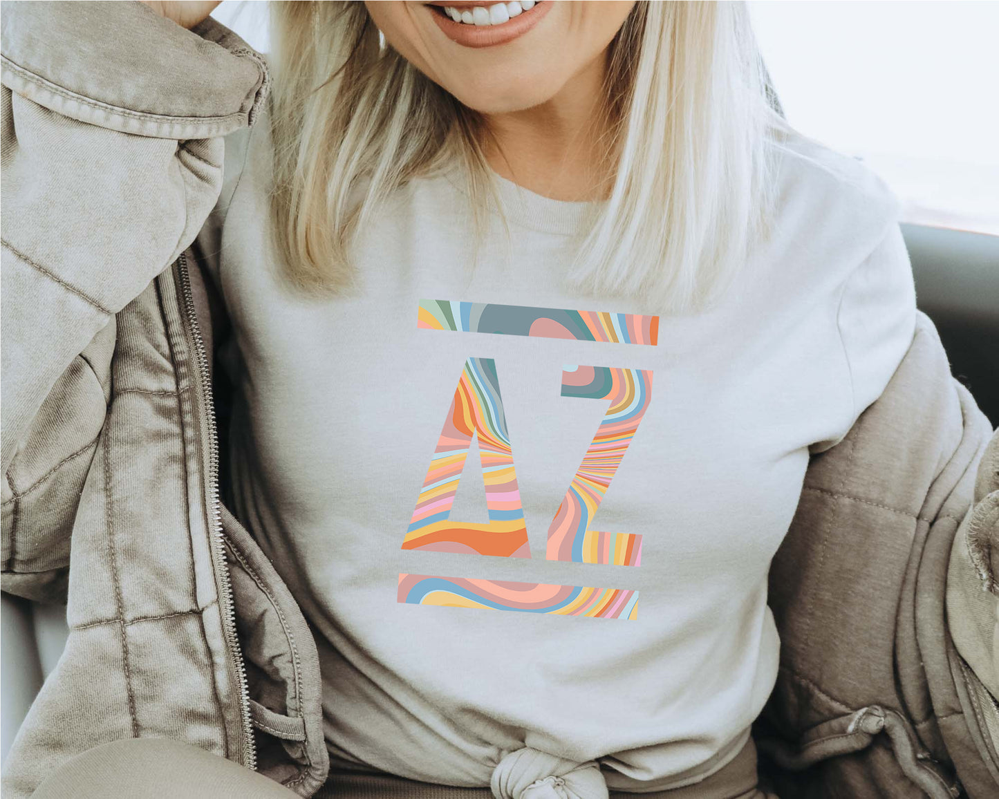 Delta Zeta Multicolor Letters Sorority T-shirt _ 30474g