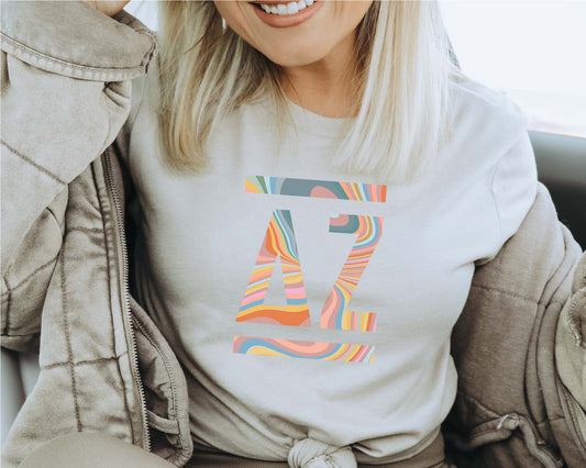 Delta Zeta Multicolor Letters Sorority T-shirt _ 30474g