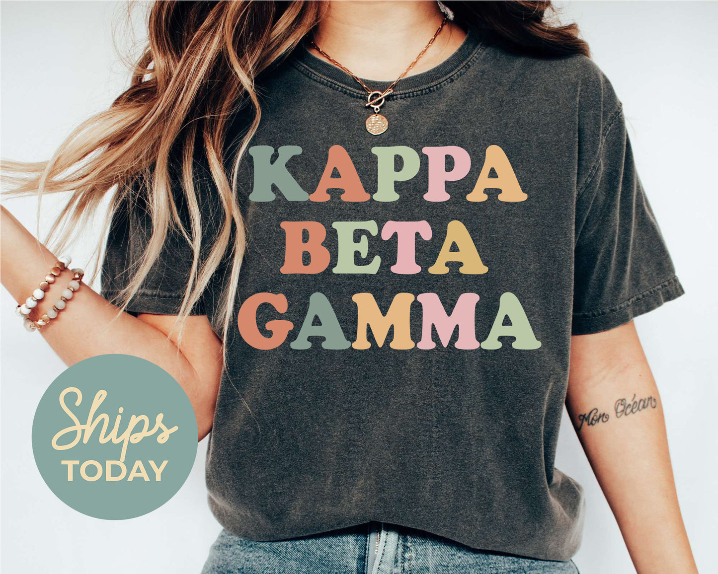 Kappa Beta Gamma Bright and Colorful Sorority T-shirt _ 3472g