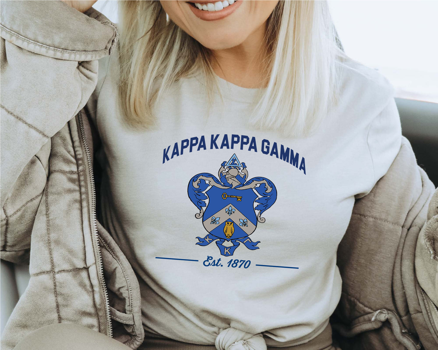 Kappa Kappa Gamma Loyalty Crest Sorority T-shirt _ 4437g