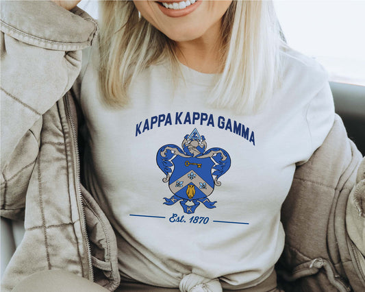 Kappa Kappa Gamma Loyalty Crest Sorority T-shirt _ 4437g