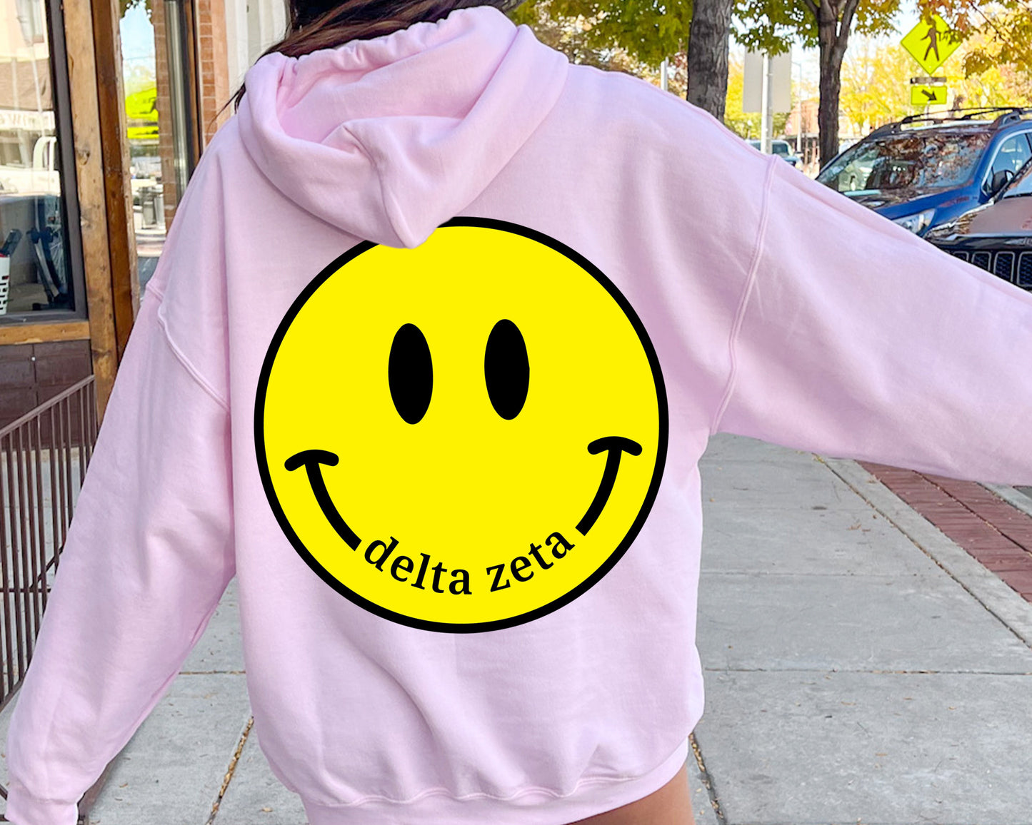 Delta Zeta Smiley Face Sorority Hoodie  _ 32855g