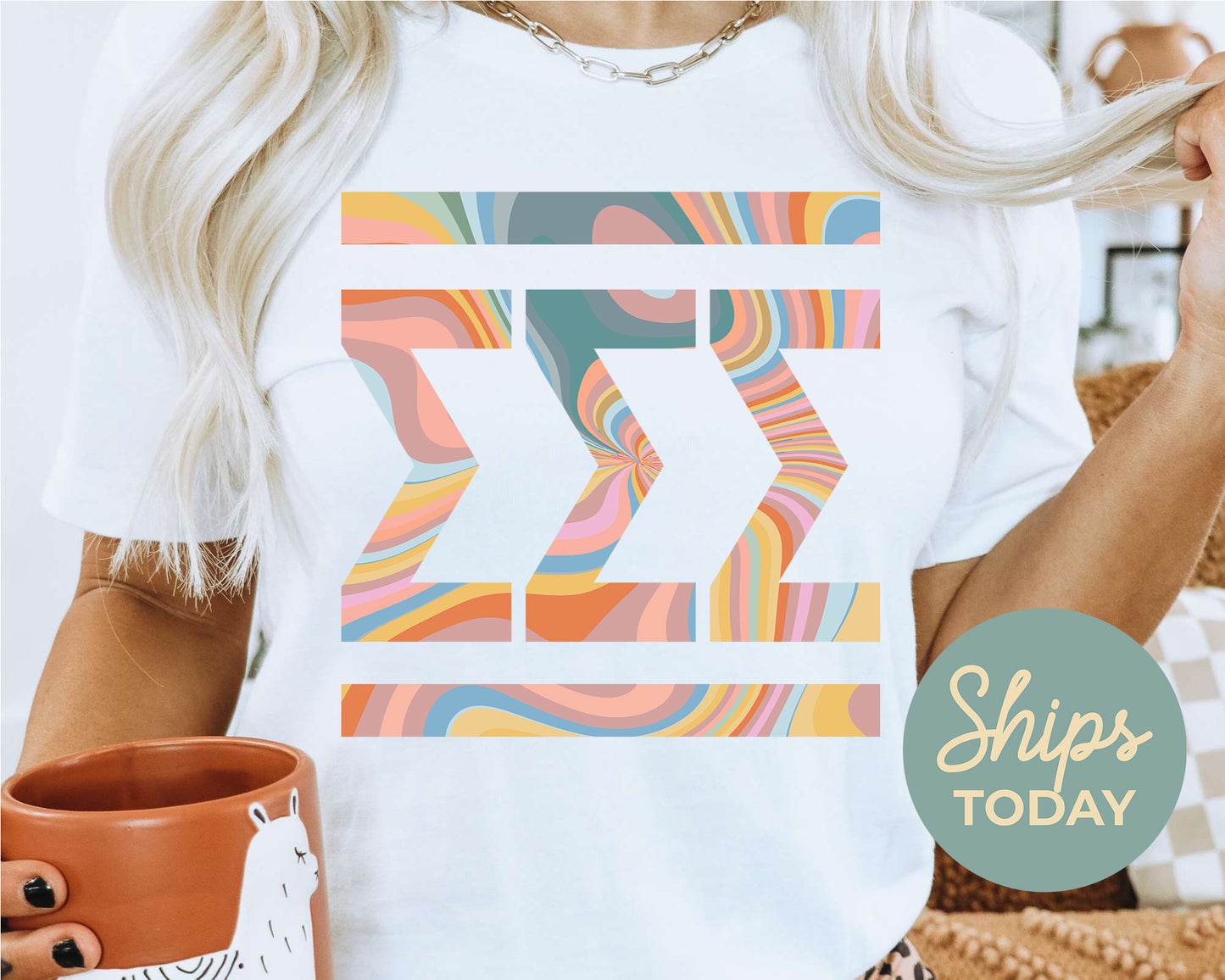 Sigma Sigma Sigma Multicolor Letters Sorority T-shirt _ 30484g