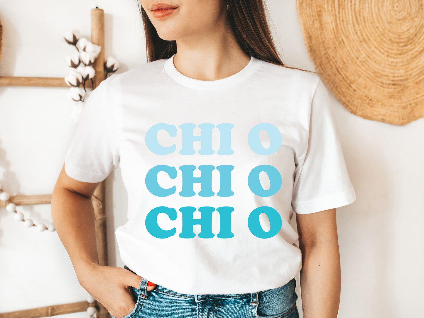 Chi Omega Touch of Blue Sorority T-shirt _ 2586g