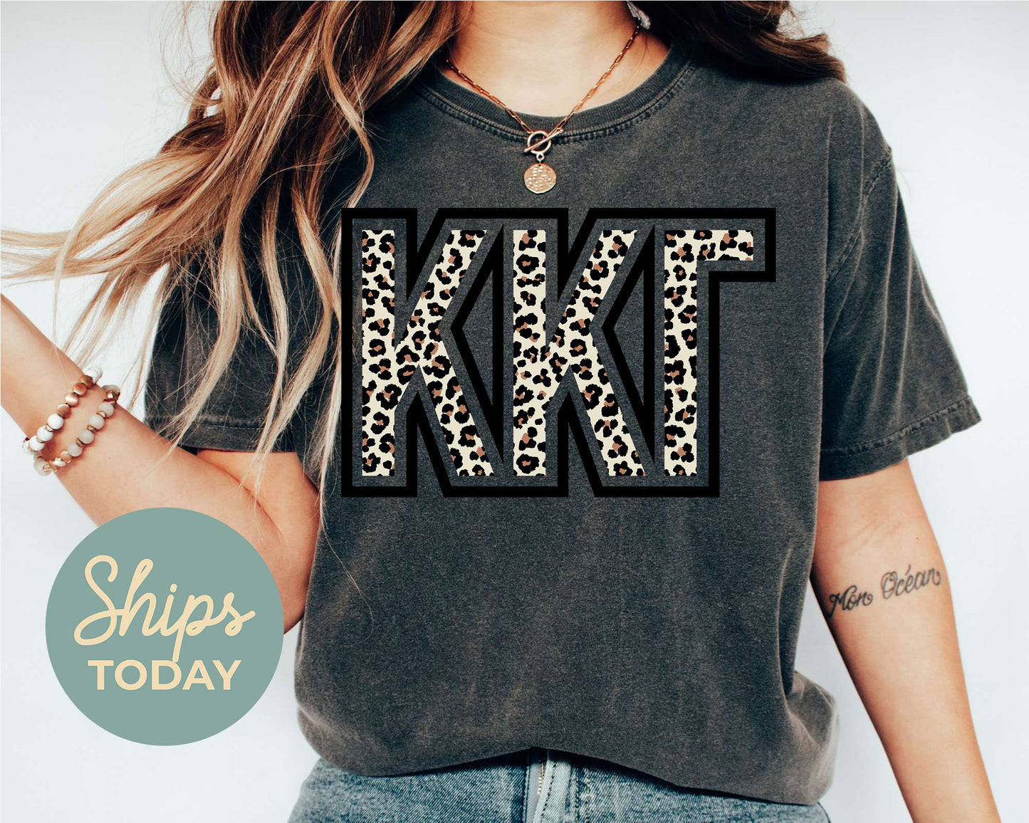 Kappa Kappa Gamma Leopard Greek Letters Sorority T-shirt _ 30452g
