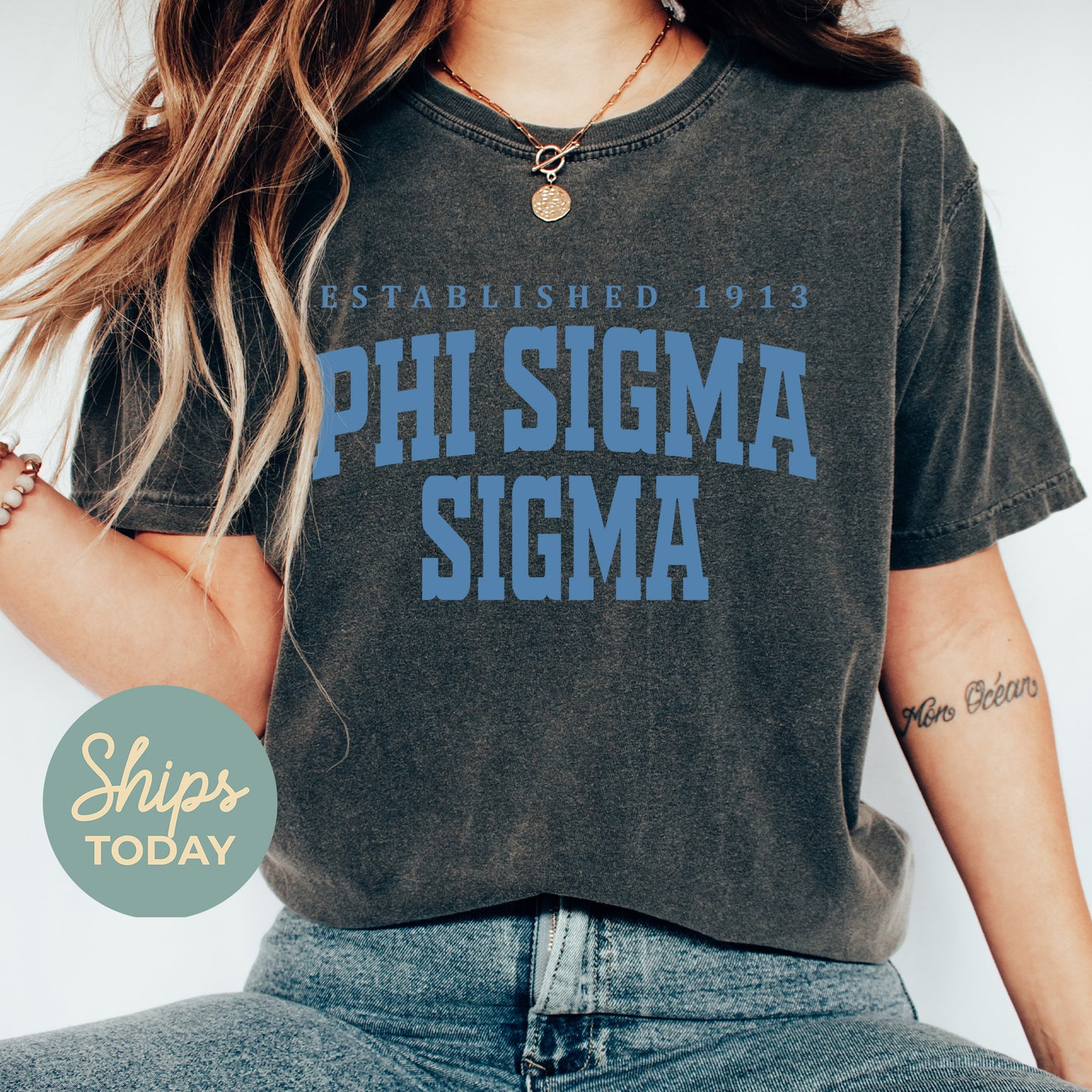 Phi Sigma Sigma Bold Letters Sorority T-shirt _ 35139g