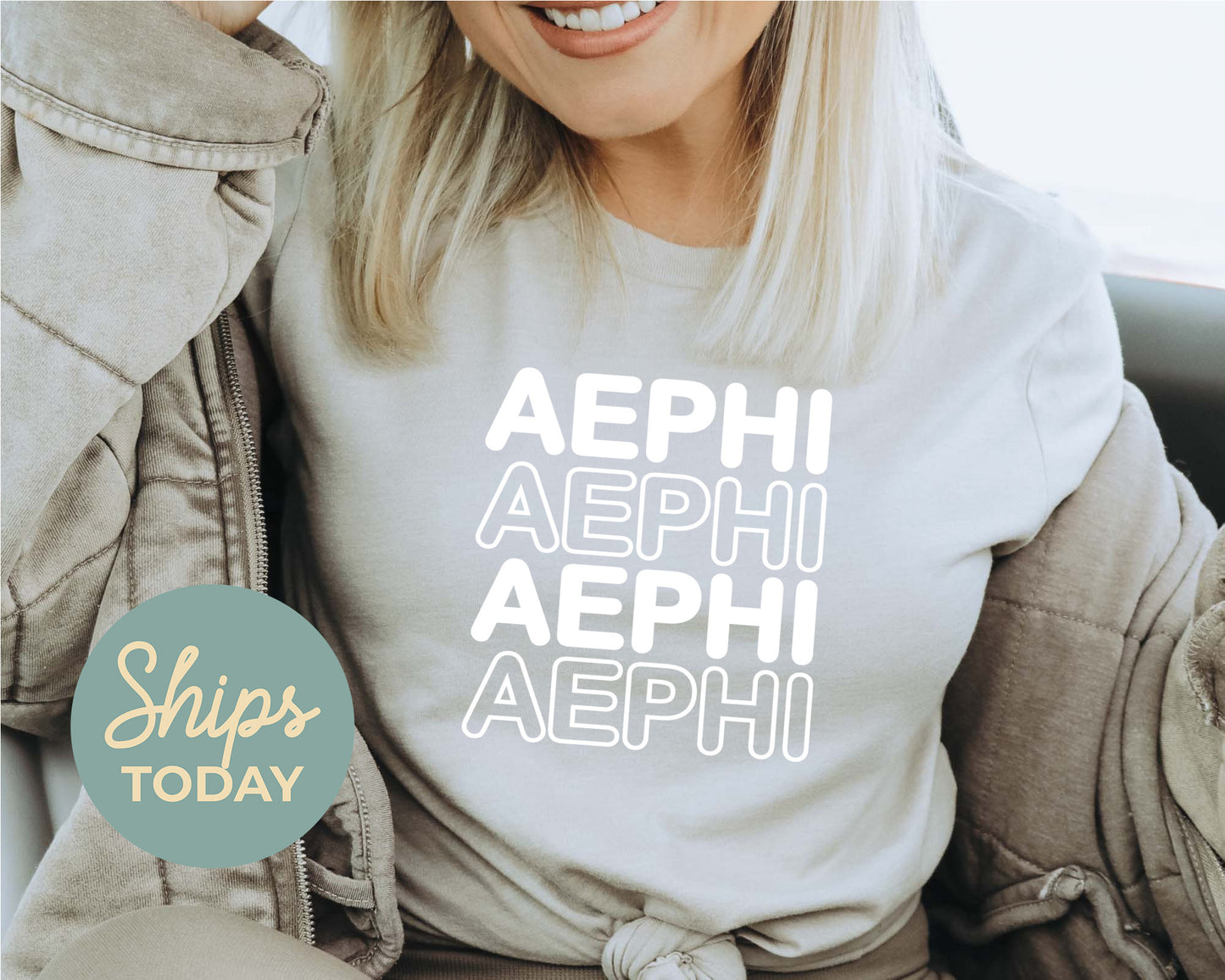 Alpha Epsilon Phi Bold Bubble Letter Sorority T-shirt _ 2214g
