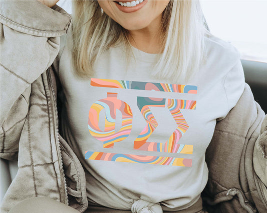 Phi Sigma Sigma Multicolor Letters Sorority T-shirt _ 30480g