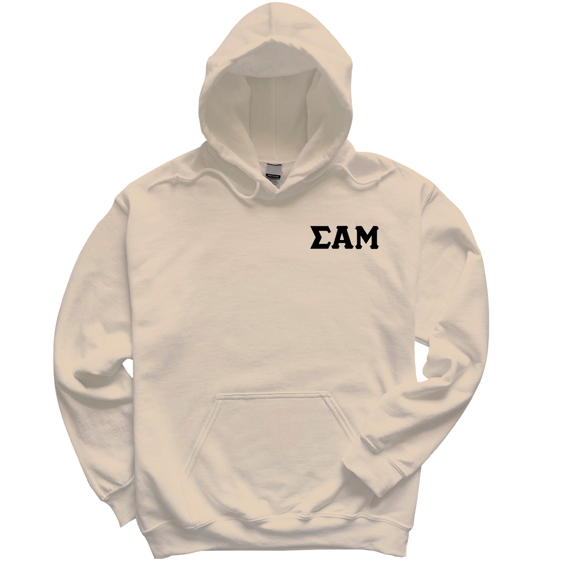 a white hoodie with the word am on it