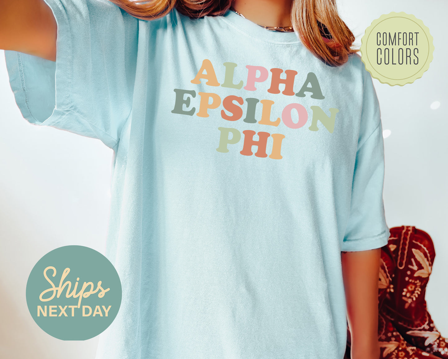 Alpha Epsilon Phi Bright and Proud Comfort Colors Sorority T-shirt _ 416g