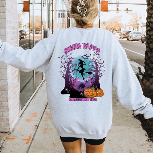 Sigma Kappa Halloween Witch Sorority Sweatshirt _ 36248g