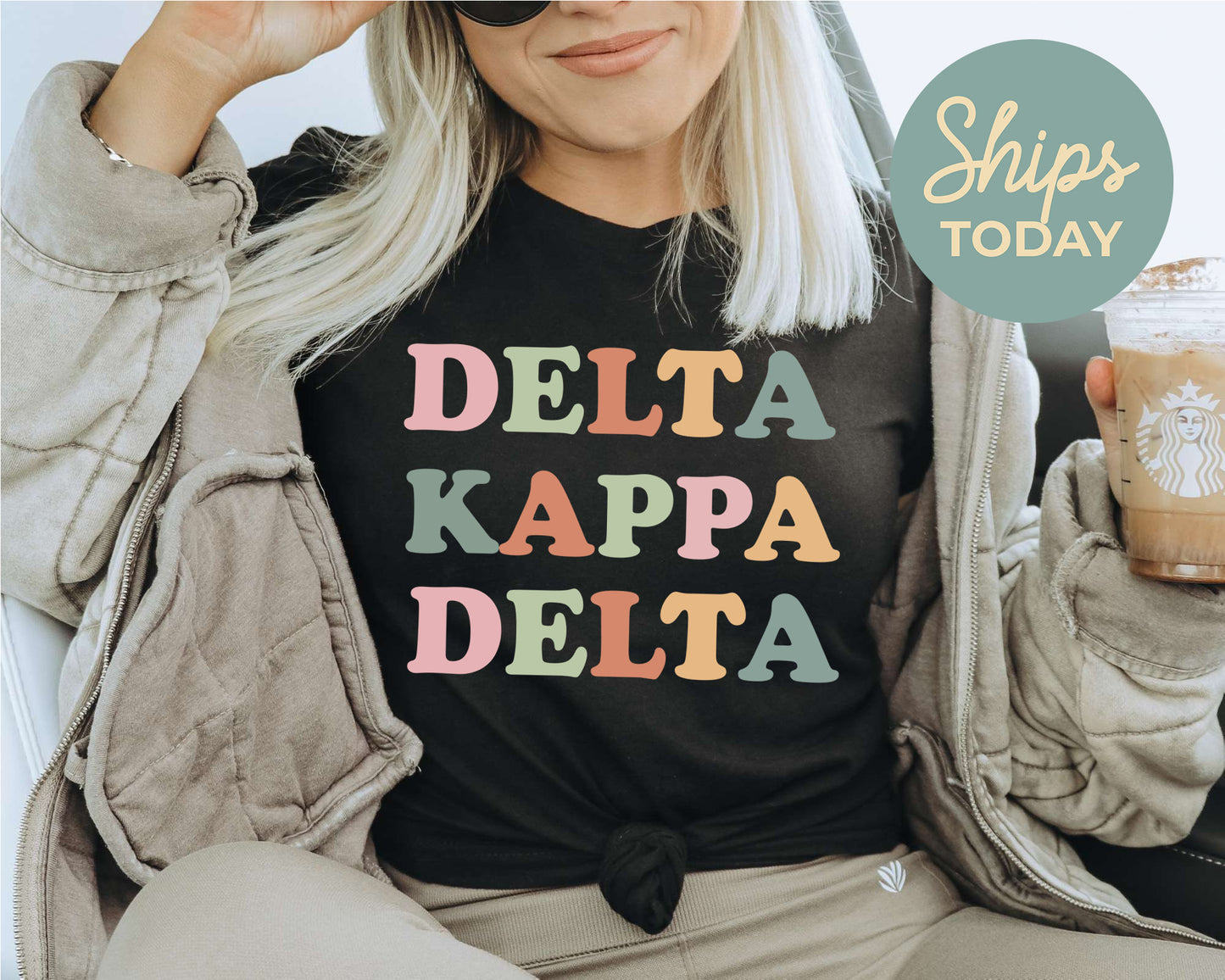 Delta Kappa Delta Bright and Colorful Sorority T-shirt _ 3470g