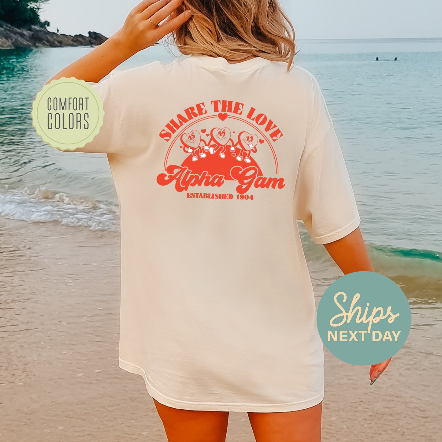 Alpha Gamma Delta Share the Love Comfort Colors Sorority T-shirt _ 33235g