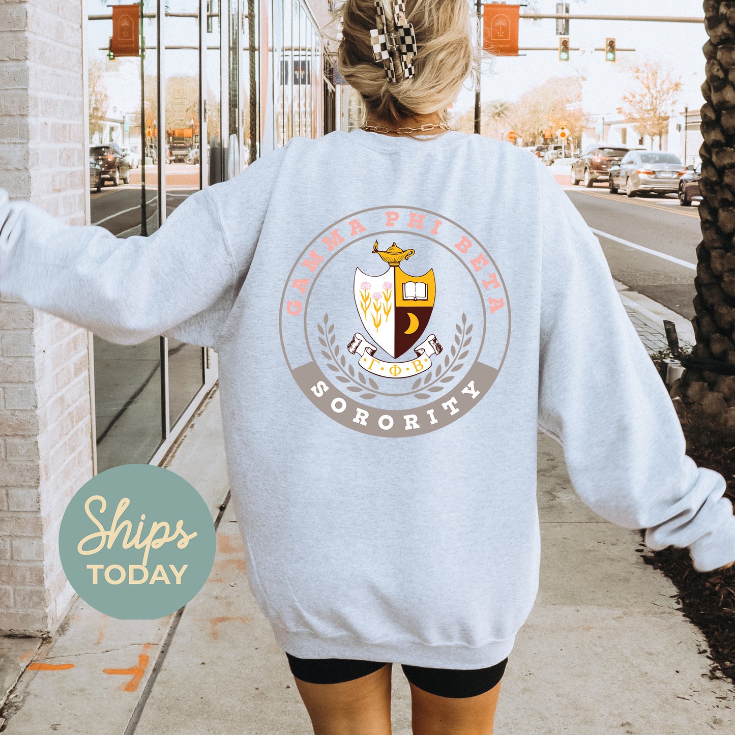 Gamma Phi Beta Crested Tradition Sorority Sweatshirt _ 32830g