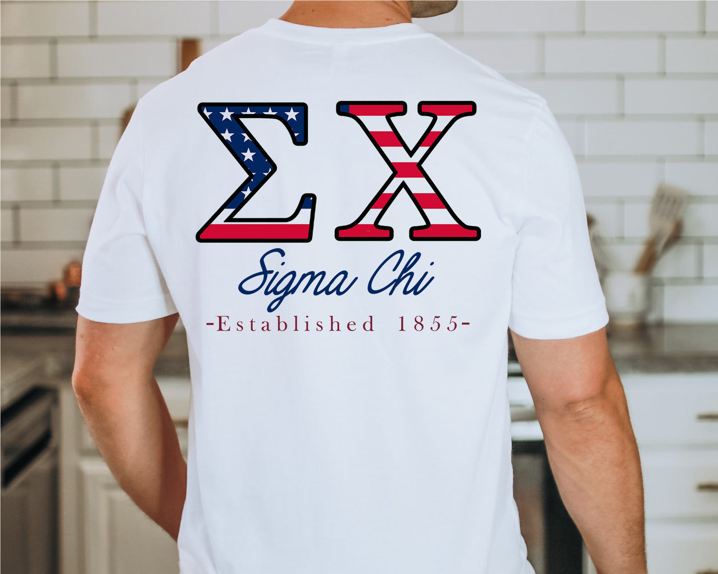 Sigma Chi USA Flag Letters Fraternity T-shirt _ 33444g