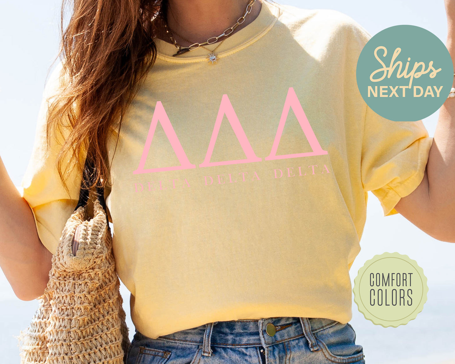 Delta Delta Delta Everything Pink Comfort Colors Sorority T-shirt _ 320g