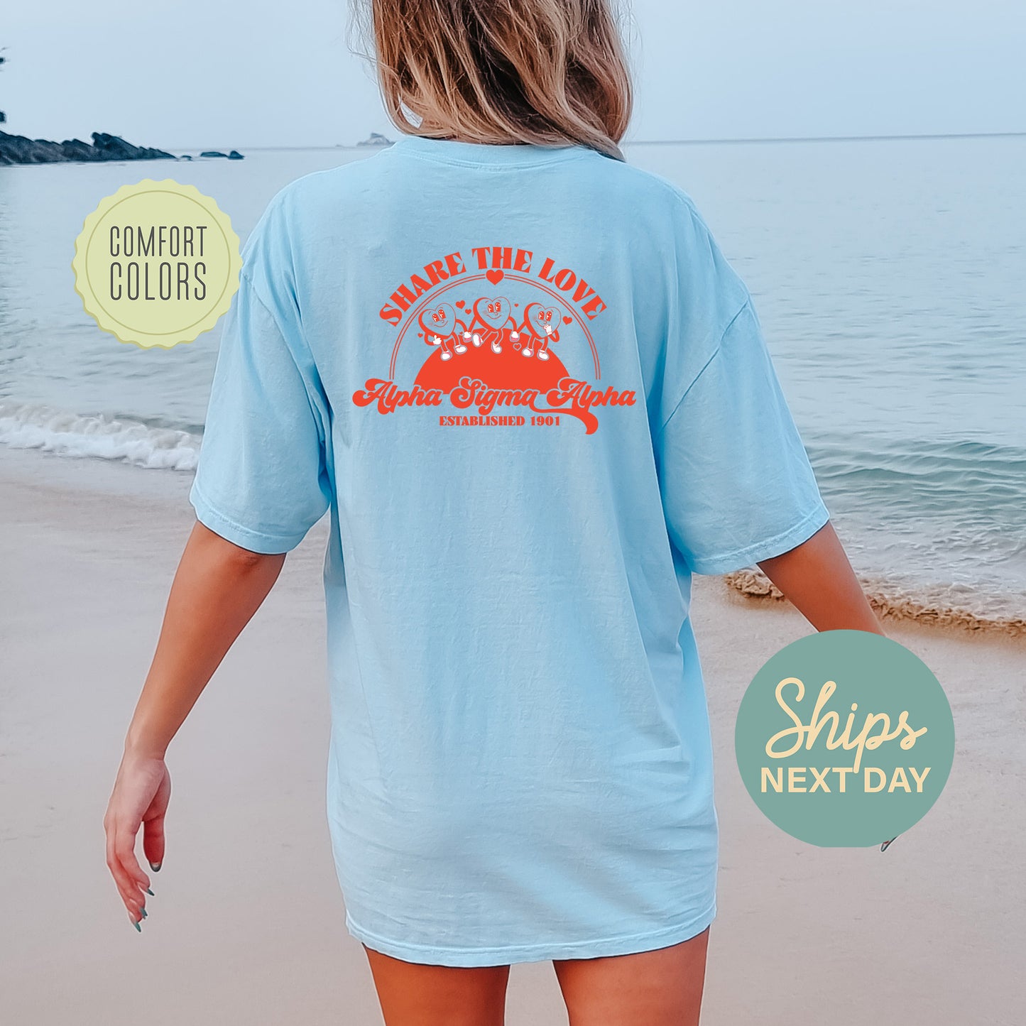 Alpha Sigma Alpha Share the Love Comfort Colors Sorority T-shirt _ 33238g