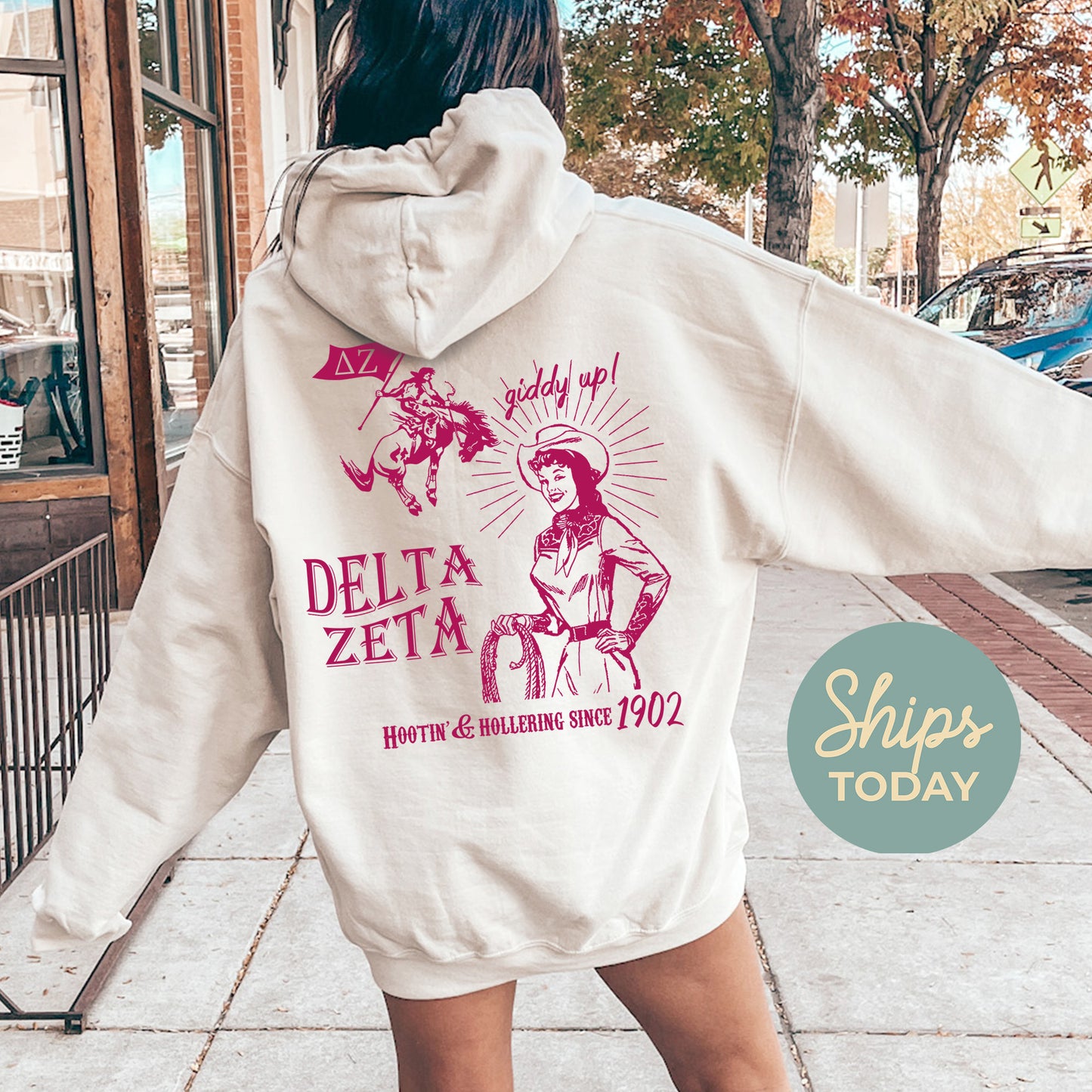Delta Zeta Giddy Up Sorority Hoodie _ 36186g