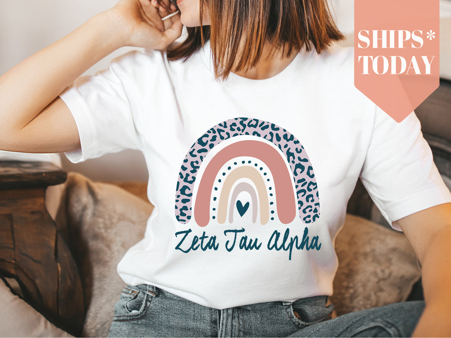 Zeta Tau Alpha Greek Rainbow Sorority T-shirt _ 2758g