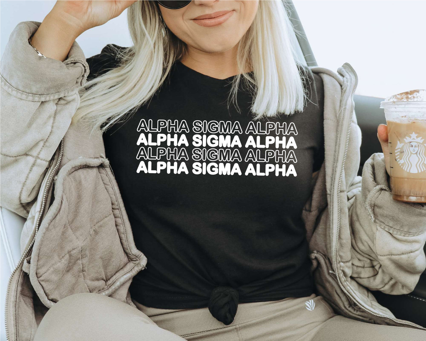 Alpha Sigma Alpha Bold Bubble Letter Sorority T-shirt _ 2218g