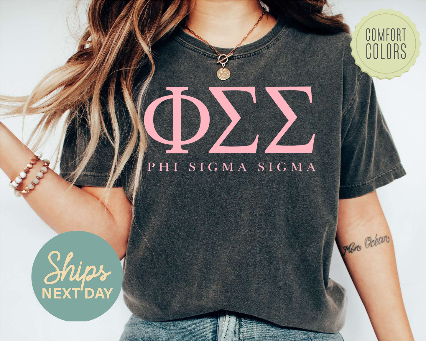 Phi Sigma Sigma Everything Pink Comfort Colors Sorority T-shirt _ 329g