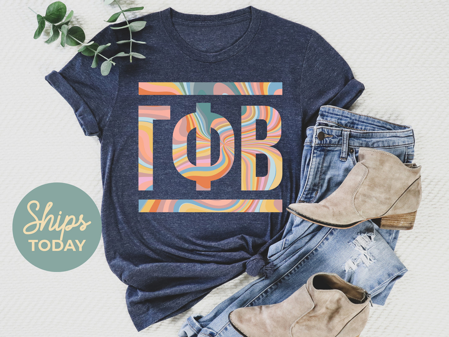 Gamma Phi Beta Multicolor Letters Sorority T-shirt _ 30475g