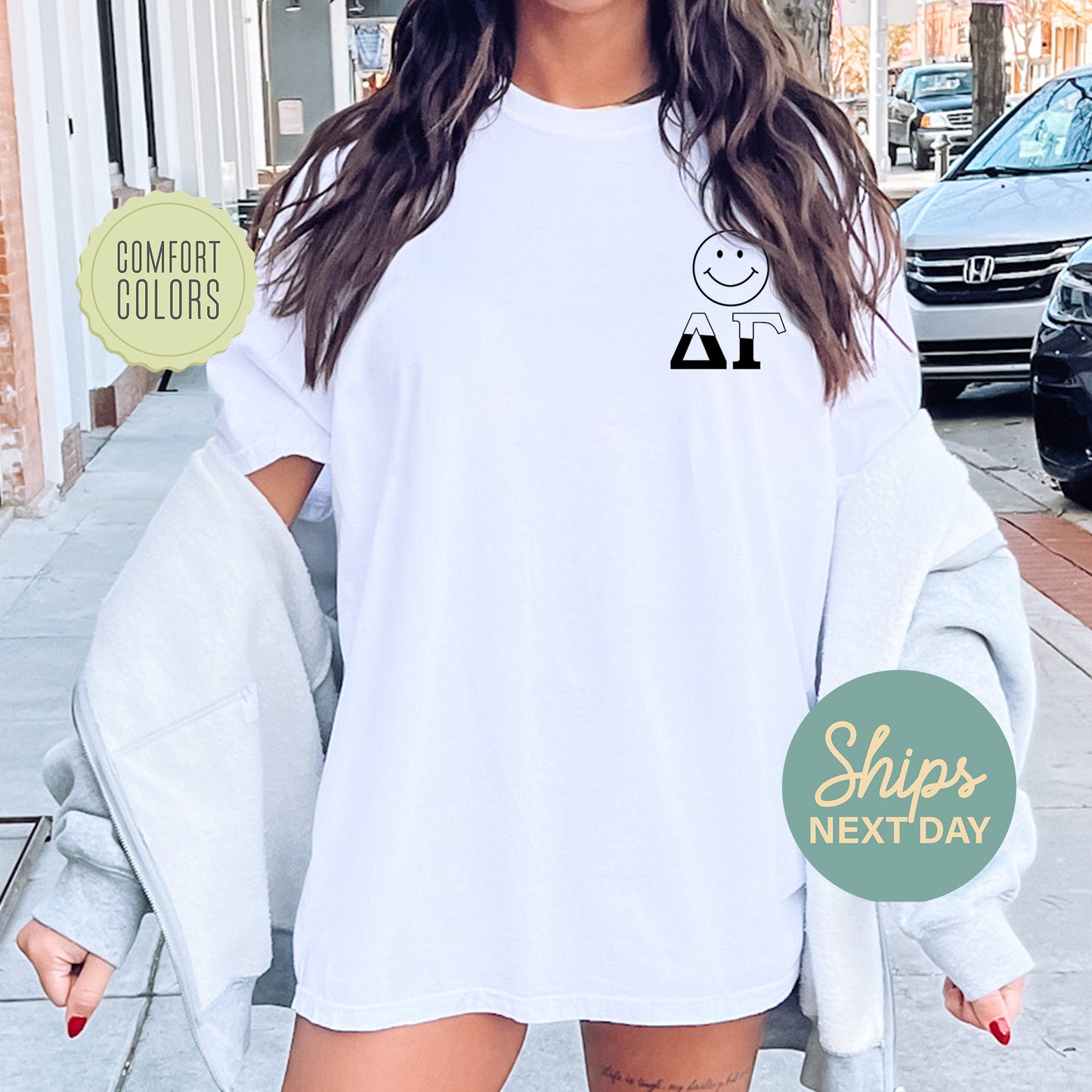 Delta Gamma Wavy Letters Comfort Colors Sorority T-shirt _ 33409g