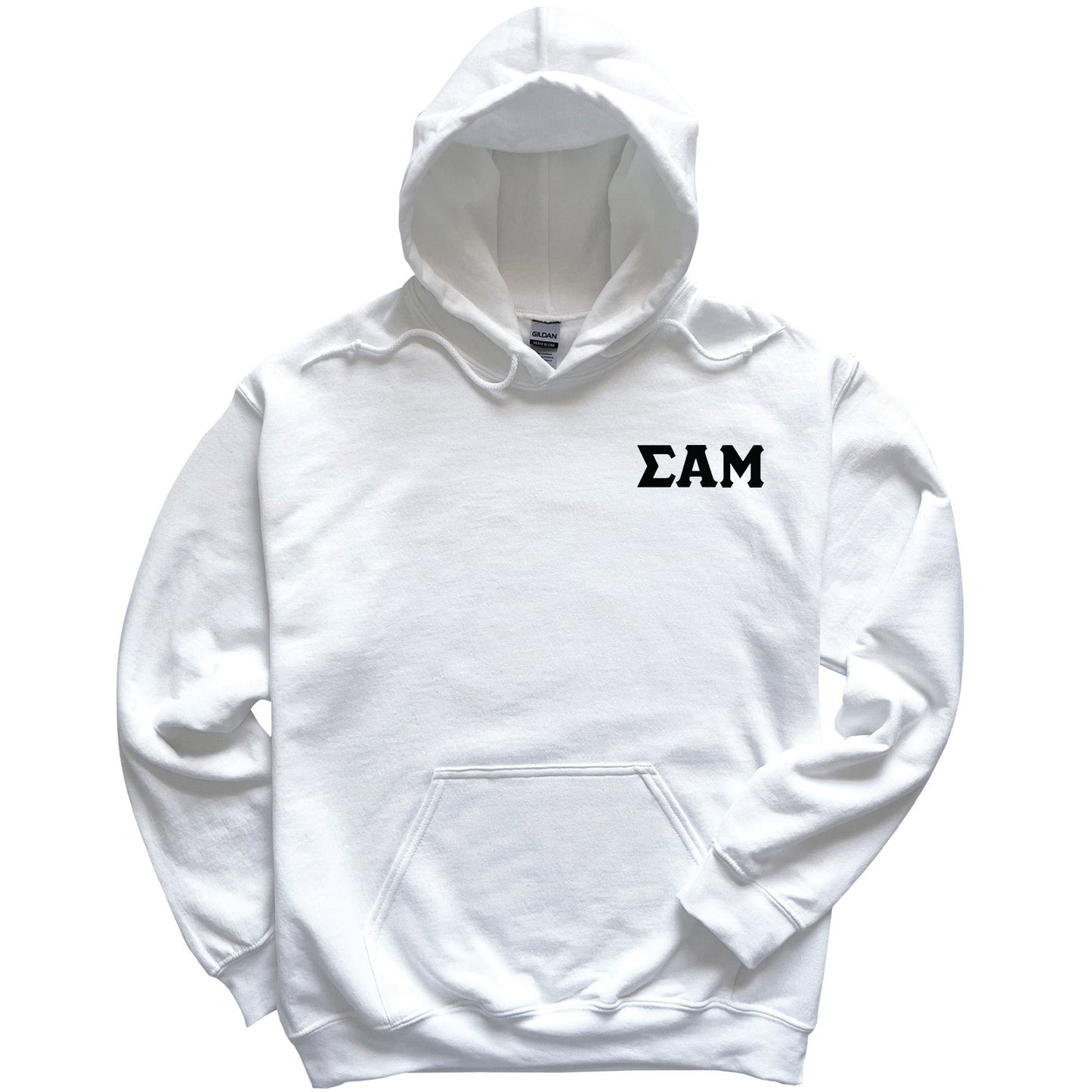 a white hoodie with the word zam printed on it