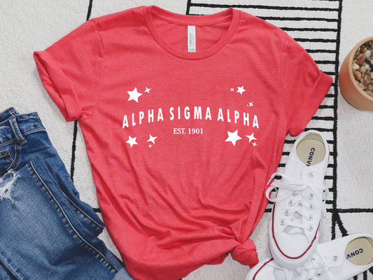 Alpha Sigma Alpha Arched Star Sorority T-shirt _ 2270g