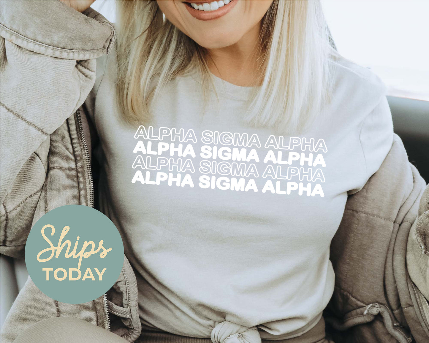 Alpha Sigma Alpha Bold Bubble Letter Sorority T-shirt _ 2218g